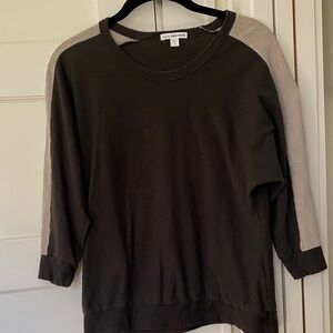 James Perse Dark Gray and Charcoal 3/4 sleeve 100% cotton top